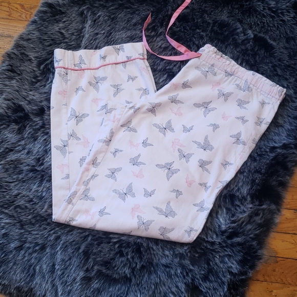 Victoria's Secret Flannel Sleep Set L Long Pink Butterfly - Picture 7 of 9